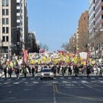 A demonstration took place March 18 in Washington, D.C., that coincided with the 20th anniversary of the U.S. invasion of Iraq. Photo: ANSWER Coalition.