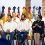 Venezuelan Foreign Minister Yvan Gil, seated behind the presidents of Bolivia, Luis Arce; Chile, Gabriel Boric; and Honduras, Xiomara Castro, during the 28th Ibero-American Summit held in Santo Domingo, Dominican Republic, March 25, 2023. Photo: Twitter/@CumbreIberoA.