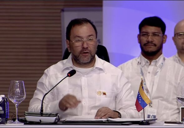 Venezuelan Foreign Minister Yván Gil during his participation in the 28th Ibero-American Summit held in Santo Domingo, Dominican Republic, this past Saturday, March 2, 2023. Photo: Twitter/@CumbreIberoA.