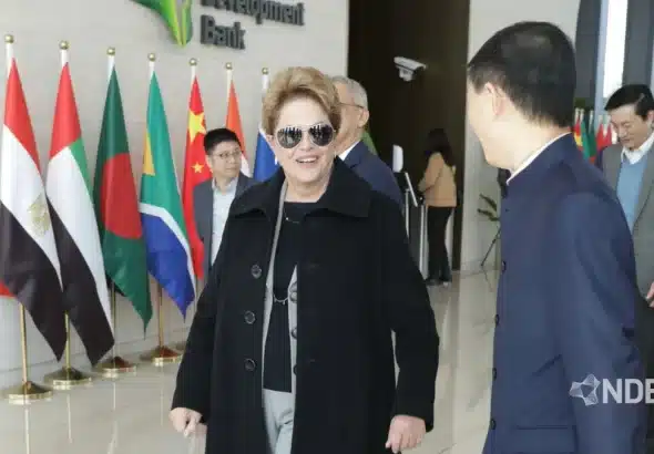 Dilma Rousseff, new president of BRICS' New Development Bank (NDB), arriving at the headquarters in Shanghai, China, marking the official beginning of her term. Photo: Twitter/@NDB_int.