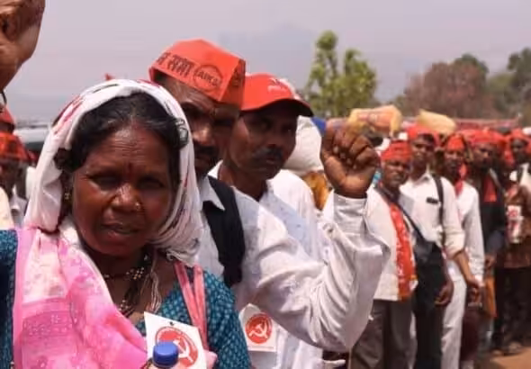 Farmers in the Indian State of Maharasthra who held a long march. Photo: Mohit Sauda.