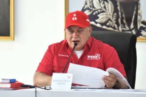 PSUV second-in-command Diosdado Cabello speaks to the camera. Photo: Prensa Latina.