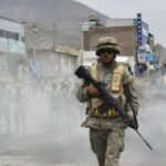 Peruvian military repressing a protest in Puno. File photo.