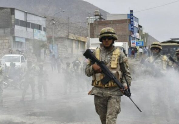 Peruvian military repressing a protest in Puno. File photo.