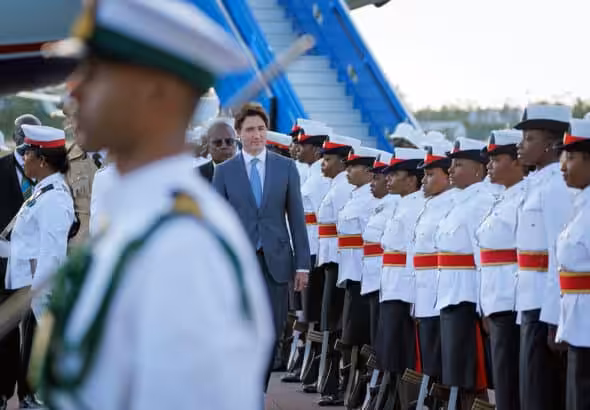 Canada’s PM Justin Trudeau arriving in Nassau, Bahamas on February 15 for the 44th CARICOM summit. Photo: Adam Scotti/OPM.