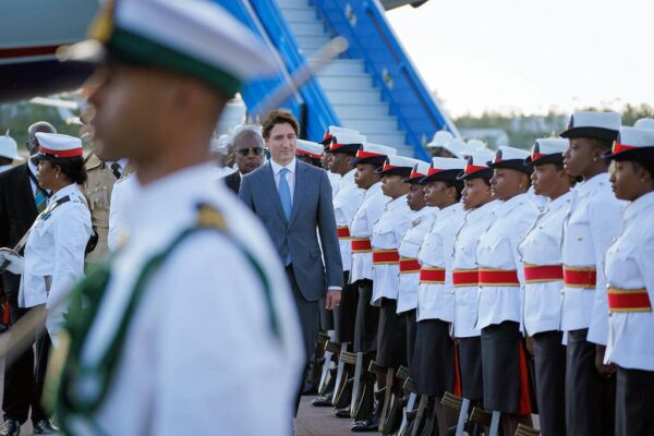 Canada’s PM Justin Trudeau arriving in Nassau, Bahamas on February 15 for the 44th CARICOM summit. Photo: Adam Scotti/OPM.