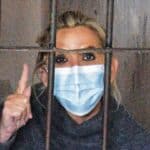 Former Bolivian dictator Jeanine Áñez wearing a facemask in her prison cell. File photo.