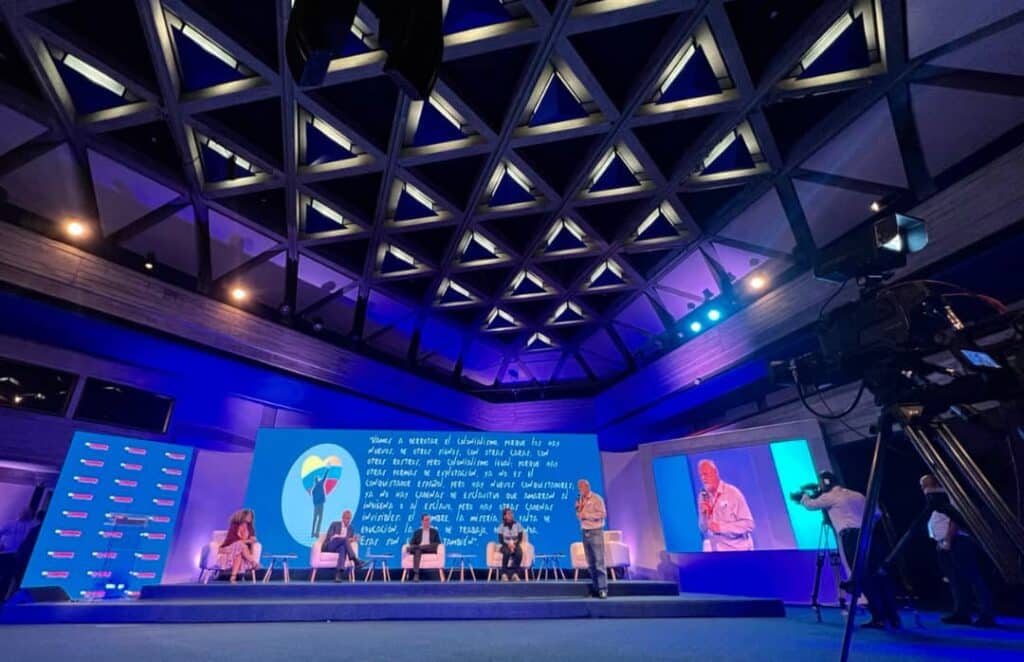The opening discussion at the World Meeting for the Validity of Commander Hugo Chávez's Bolivarian Thought in the 21st century, held at the Teresa Carreño Theater in Caracas. Friday, March 3, 2023. Photo: Alba Ciudad.