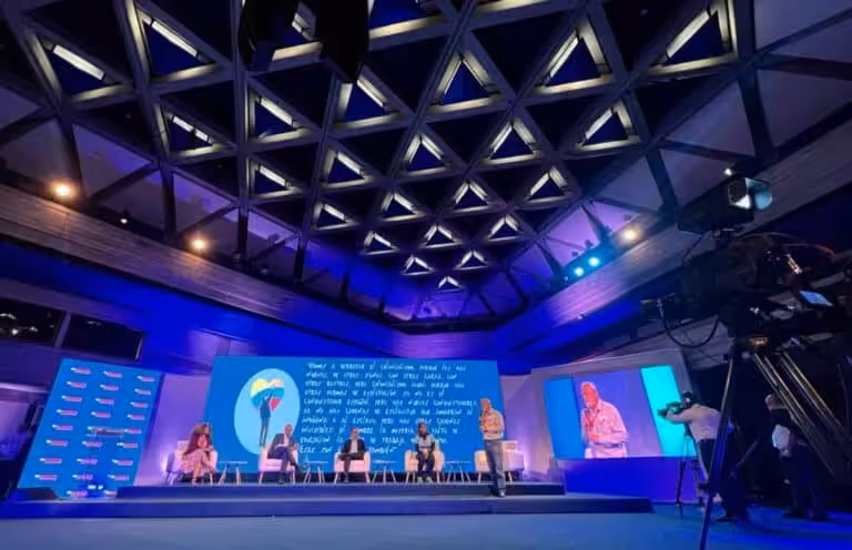 The opening discussion at the World Meeting for the Validity of Commander Hugo Chávez's Bolivarian Thought in the 21st century, held at the Teresa Carreño Theater in Caracas. Friday, March 3, 2023. Photo: Alba Ciudad.