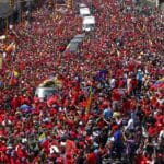 Chávez's coffin being transferred to the Cuartel de la Montaña amid crowds that filled the main avenues of Caracas on March 15, 2013. File photo.