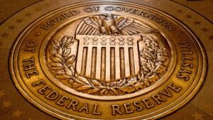 US Federal Reserve coat of arms. Photo: Andrew Harnik/AP.