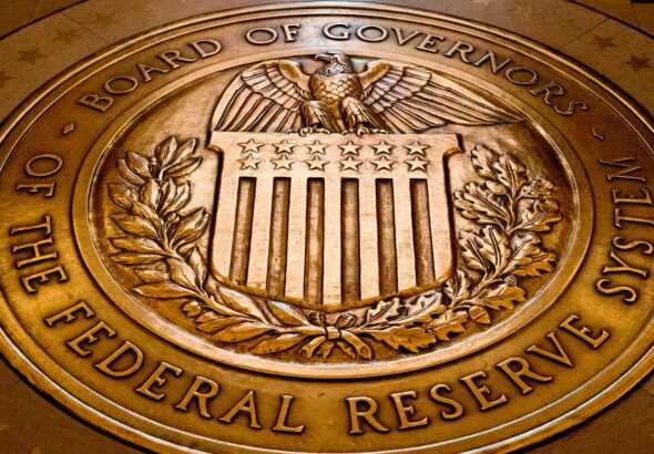 US Federal Reserve coat of arms. Photo: Andrew Harnik/AP.