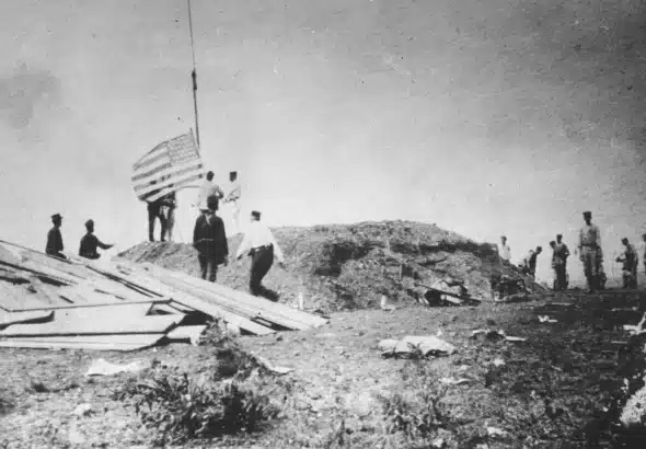 US Marines raising the American Flag over Guantanamo Bay in 1898 US Marine Corps. Photo: The LIFE Images Collection/Getty.