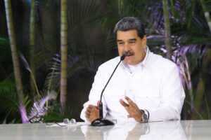 Venezuelan President Nicolás Maduro on Spanish economist and journalist Alfredo Serrano Mancilla's show La Pizarra, March 11, 2023. Photo: Presidential Press.