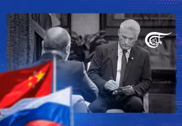 Cuban President Miguel Diaz-Canel during an interview with Al Mayadeen. Photo: Al Mayadeen.