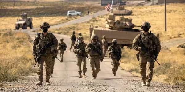 US soldiers in a Syrian oilfield. File photo.