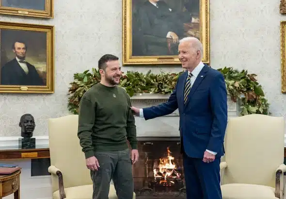 President Biden with Ukrainian President Volodymyr Zelensky, Wednesday, December 21, 2022, in the Oval Office. Photo: White House.