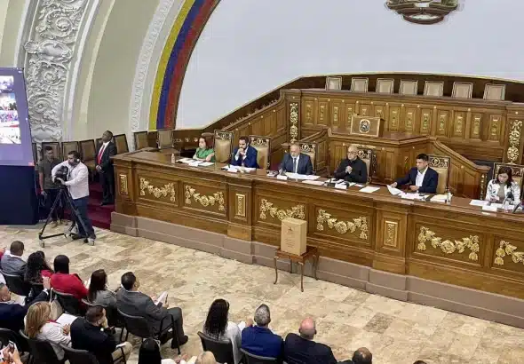 Venezuela's National Assembly floor during a session advancing the discussion of the Organic Law on Asset Forfeiture on Monday, April 17, 2023. Photo: RedRadioVE.