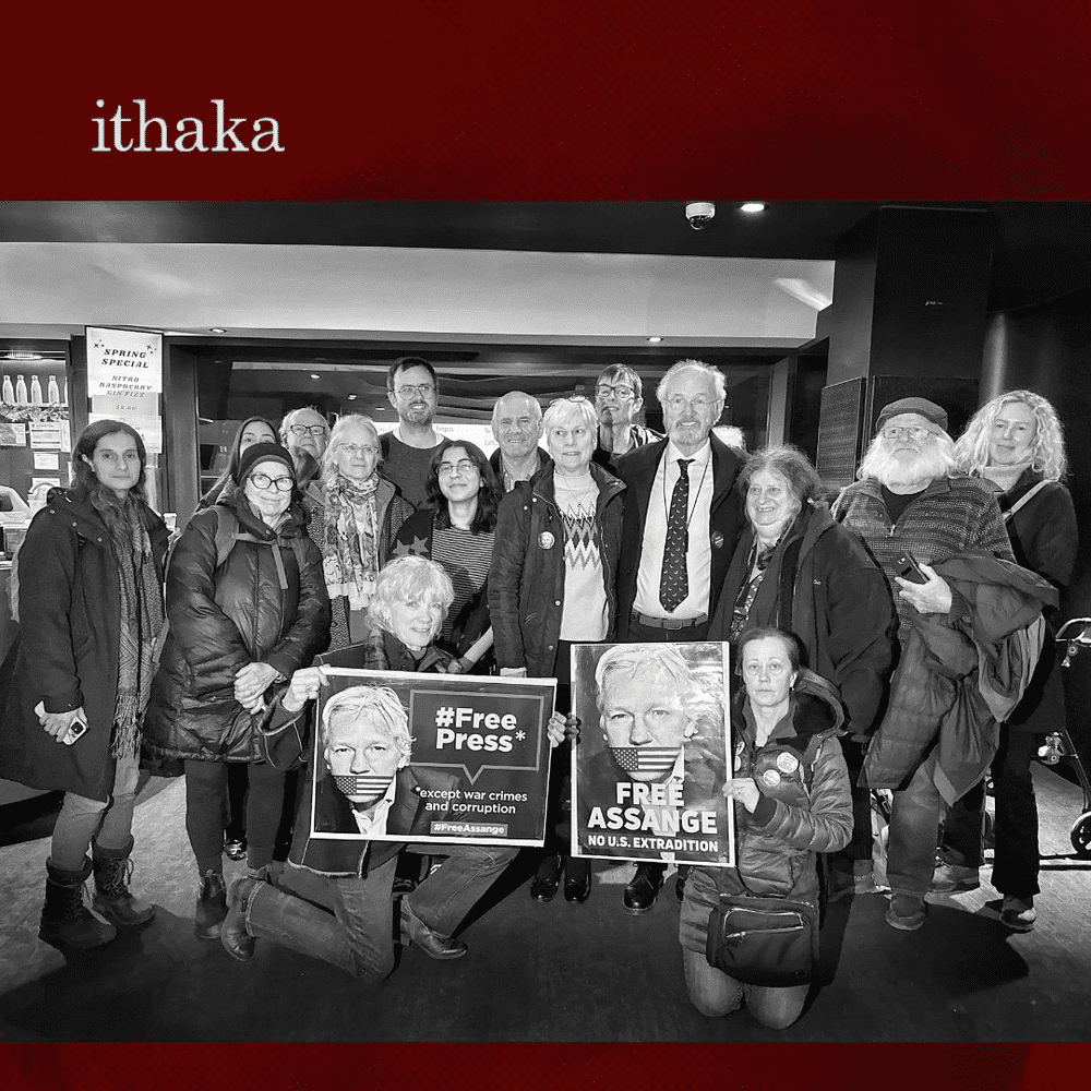 Free Julian Assange advocates with the Shiptons after a screening of Ithaka in Toronto, Ontario. Photo: Ithaka the Movie (@IthakaMovie).