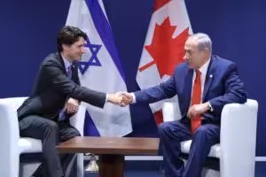 Justin Trudeau (left) and Benjamin Netanyahu (right), leaders of Canada and Israel, respectively. Photo: Twitter/@JustinTrudeau.