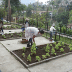 Teacher and students working in garden at Centro Mixto República Oriental del Uruguay, in Las Terrazas, Artemisa, Cuba. Photo: Author.