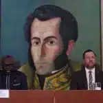 Vice Prime Minister of Interior and Public Order of Guinea-Bissau Soares Sambú (left) and Venezuelan Foreign Minister Yván Gil (right) at the ceremony launching the Venezuela–Guinea-Bissau Joint Commission this Tuesday, April , 2023, at Casa Amarilla, Caracas. Photo: Twitter/@yvangil.