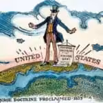 An early 20th century cartoon on the Monroe Doctrine.