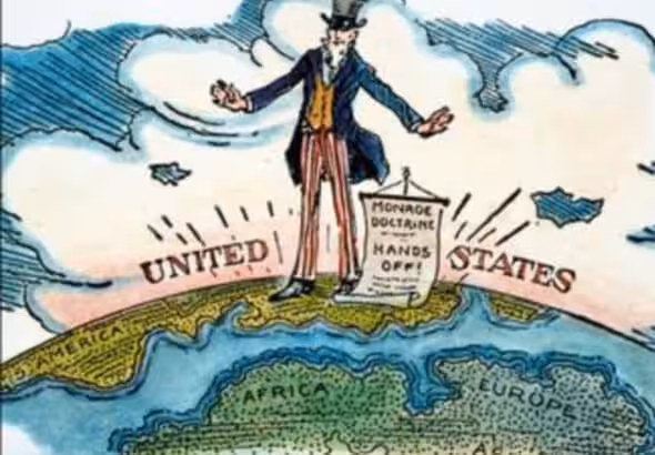 An early 20th century cartoon on the Monroe Doctrine.