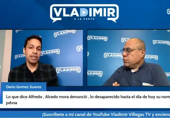 Screenshot of the interview of former PDVSA executive Alfredo Chrininos (left), conducted by journalist Vladimir Villegas (right). Photo: Youtube/Vladimir Villegas TV.