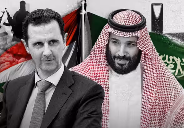 Photo edit of Bashar al-Assad (left) and Mohammed bin Salman Al Saud (MbS, right), leaders of Syria and Saudi Arabia, respectively. Photo: The Cradle.