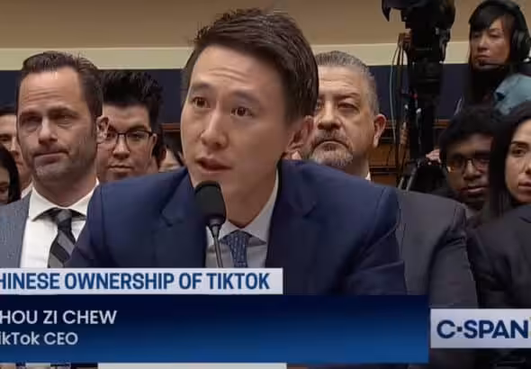 Screenshot of TikTok CEO Shou Zi Chew testifying before Congress on CSPAN. Photo: Liberation News.