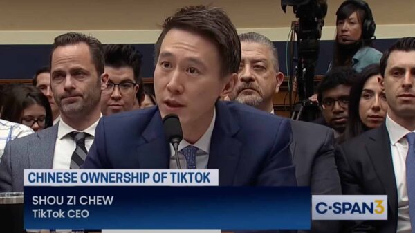 Screenshot of TikTok CEO Shou Zi Chew testifying before Congress on CSPAN. Photo: Liberation News.