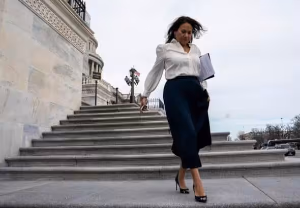 Democratic party representative from Texas, Veronica Escobar, walking down the stairs of the Capitol Building in Washington DC. Photo: Anna Moneymaker/The New York Times/File photo.