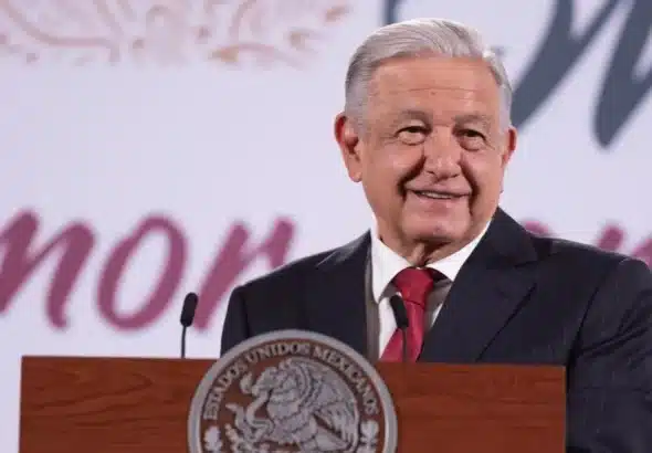 Mexican President Andrés Manuel López Obrador during one of his regular daily press conferences. Photo: Mexican Presidential Press.