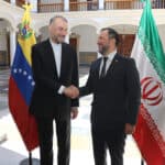 The foreign ministers of Iran and Venezuela, Hosein Amir Abdolahian (left) and Yvan Gil (right) and , respectively, meet in Caracas, Venezuela, February 3, 2023. Photo: Islamic Republic of Iran Ministry of Foreign Affairs.