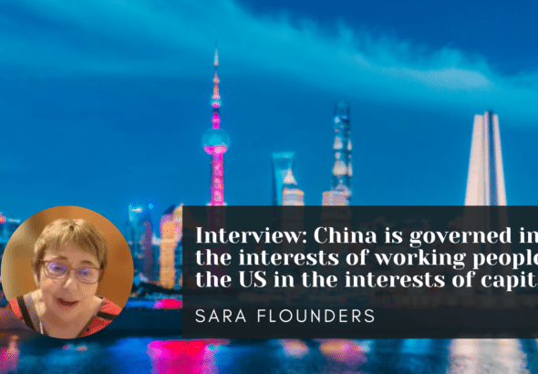 Interview with Sara Flounders. Photo: Global Times.