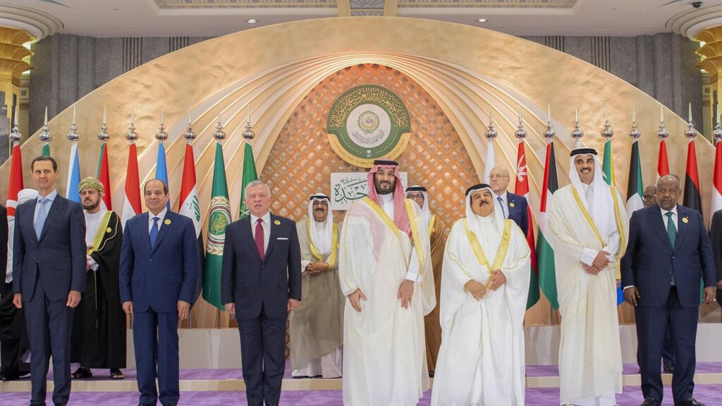 Arab heads of state pose for a group photo ahead of the Arab League summit in Jeddah, Saudi Arabia, May 19, 2023. Photo: Saudi Press Agency via AP.