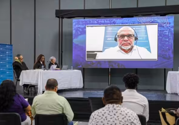 Colombian ex-paramilitary commander Salvatore Mancuso participates virtually at a Special Jurisdiction for Peace hearing, May 11, 2023. Photo: Caracol.