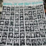 Poster with the portraits of dozens of "disappeared" victims of Colombian paramilitary gangs, with a heading that reads: "We are the sun that is reborn. Truth, reparation, justice." Photo: Europa Press/File photo.