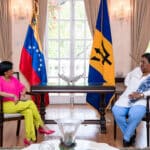 Venezuelan Vice President Delcy Rodríguez and Barbadian Prime Minister Mia Motley in a meeting in Barbados, May 26, 2023. Photo: Twitter/@CancilleriaVE.