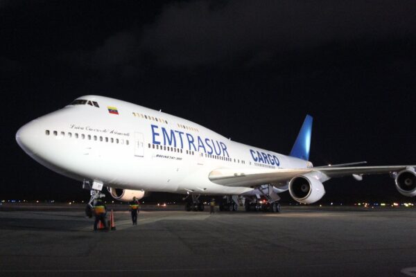Venezuelan cargo aircraft detained in Argentina under US orders. Photo: Twitter/@LAConviasa.