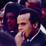 Harry Belafonte with Coretta Scott King at Dr. Martin Luther King Jr.’s gravesite at South View Cemetery in Atlanta on April 9, 1968.