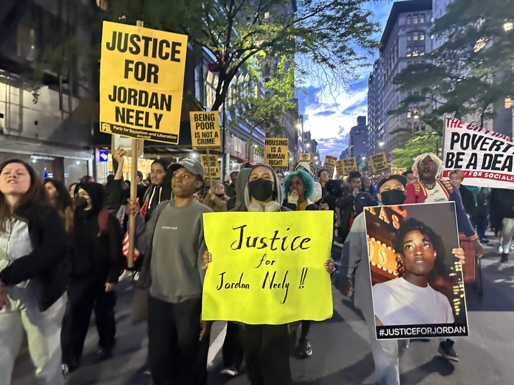 Protesters march through New York City demanding justice for Jordan Neely. Photo: Amanda Yee.
