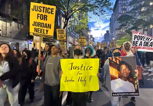 Protesters march through New York City demanding justice for Jordan Neely. Photo: Amanda Yee.