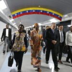 Burkina Faso Prime Minister Apollinaire Kyélem de Tambèla being received at the Simon Bolivar International Airport by Venezuela's Deputy Foreign Minister for Africa Yuri Pimentel. Photo: Twitter/@CancilleriaVE.