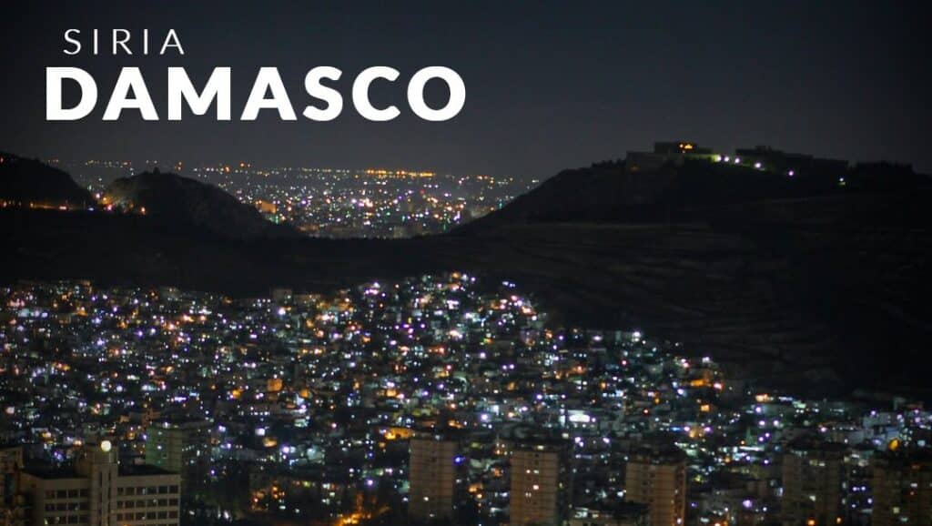 Nighttime aerial view of Syria's capital, Damascus. Photo: Conviasa/File photo.