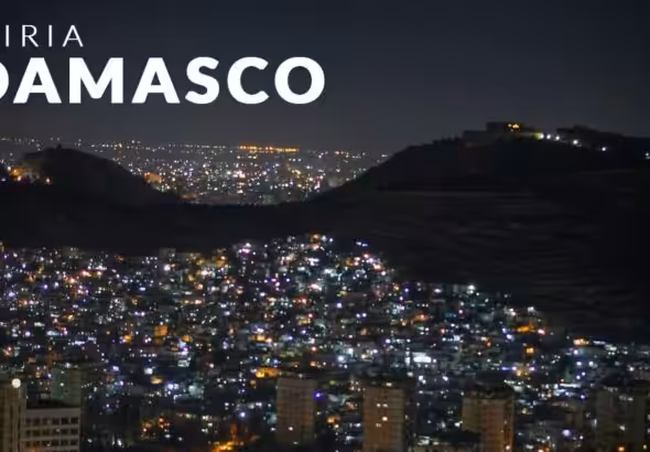 Nighttime aerial view of Syria's capital, Damascus. Photo: Conviasa/File photo.