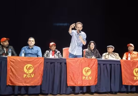 The main panel at the PCV grassroots congress organized this Sunday, May 21, in Caracas, Venezuela. Photo: Twitter/@PCV_Patriotico.