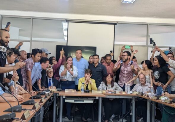 A Central University of Venezuela press conference. Photo: Axioma.Report.