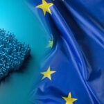 Photo composition with a European Union flag (right) and a computerized silhouette of Latin America (left). Photo: Marco Trade Revista/File photo.